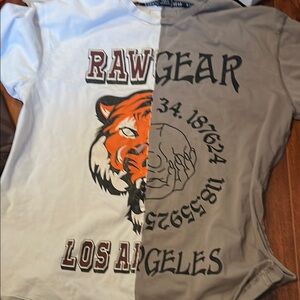Los Angeles Split Tiger Graphic Tee - White & Gray